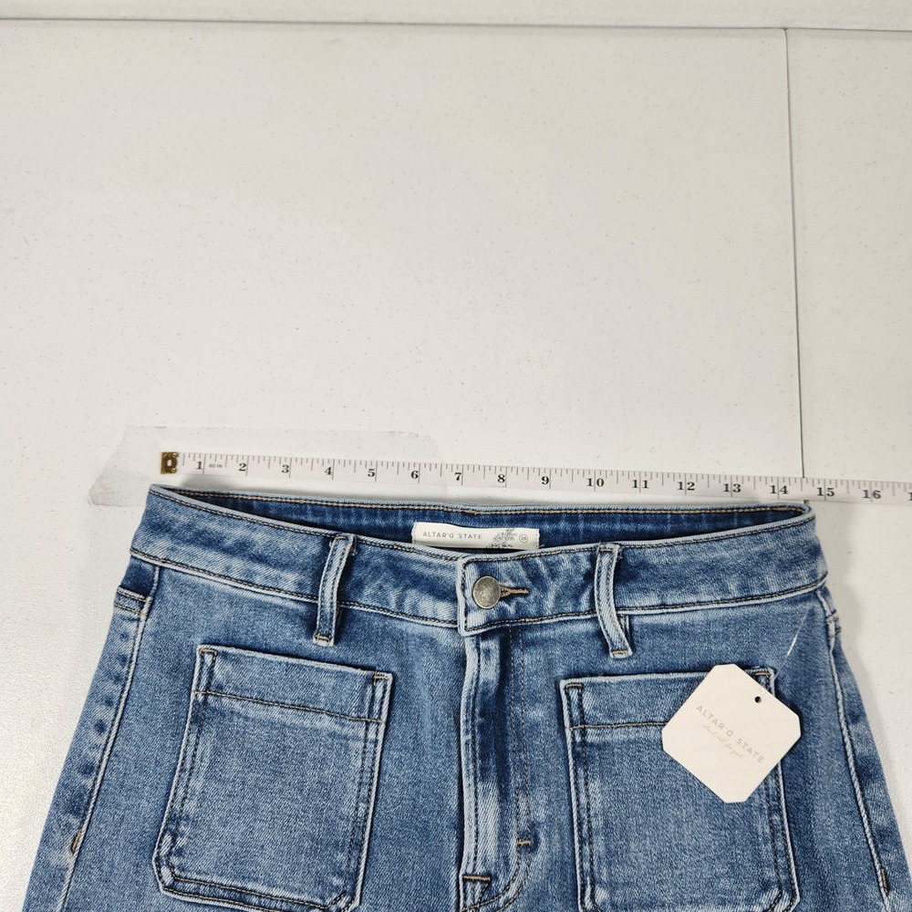 Altar'd State Womens Wide Leg High Rise Patch Pocket Jeans Blue 28 HD9269-MD - Picture 3 of 10